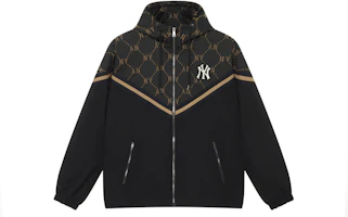 MLB Monogram Yankees Black Logo Embroidered Windbreaker Hoodie Unisex Jacket 3AWJM0144-50BKS MLB Monogram Yankees Black Logo Embroidered Windbreaker Hoodie Unisex Jacket 3AWJM0144-50BKS