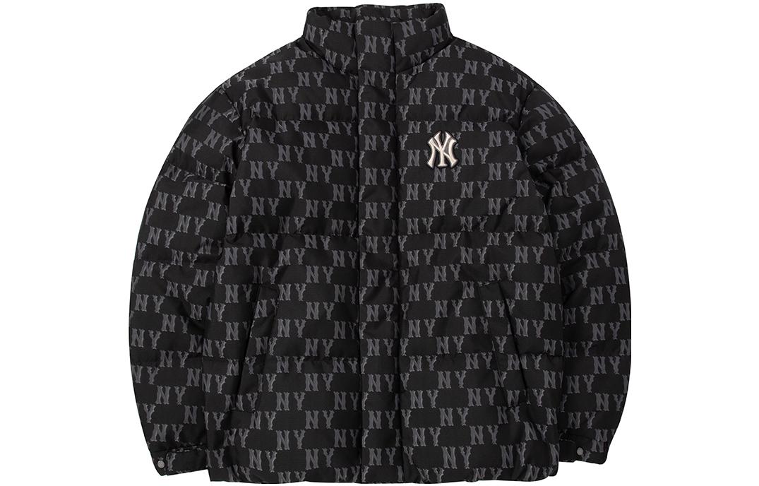 MLB Monogram Yankees Black Puffer Jacket Unisex - Warm Thick Embroidered Design. 3ADJM0236-50BKS