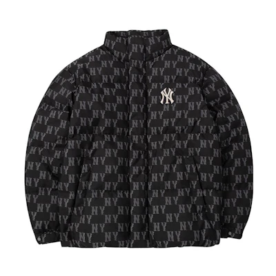 MLB Monogram Yankees Black Puffer Jacket Unisex - Warm Thick Embroidered Design. 3ADJM0236-50BKS