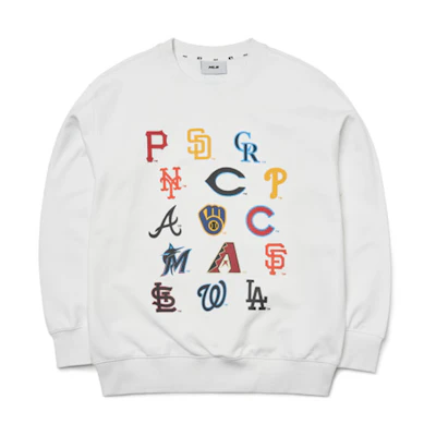 MLB Multi-Team Logo Crewneck Long-Sleeve Sweatshirt Unisex - White 3AMTW0114-00WHS