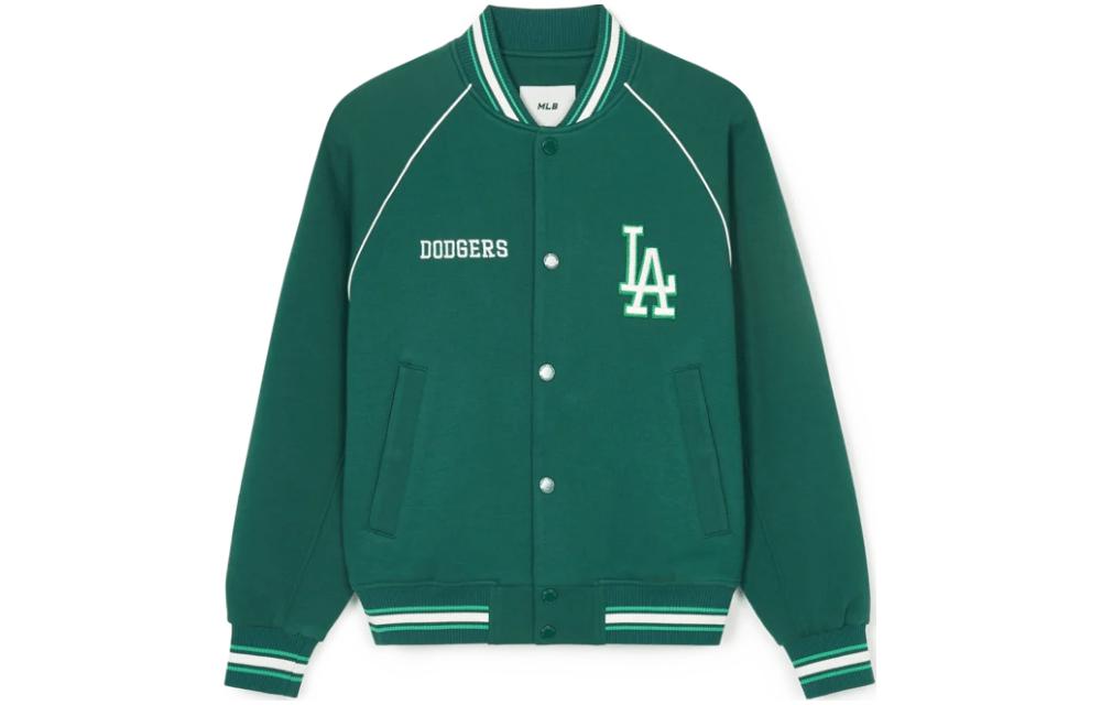 Order MLB Naglan Los Angeles Dodgers Logo Print V-Neck Retro Jacket Green Unisex 3AJPV0841-07GND