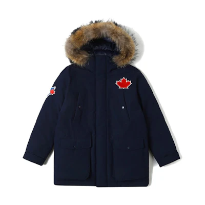 MLB Navy Unisex Outdoor Hooded Down Jacket with Patchwork Design 31DJCG061-50N