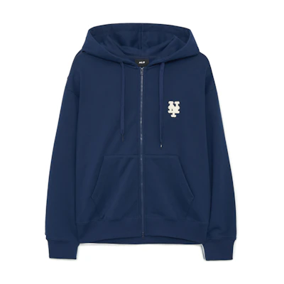 MLB New York Mets Logo Zip-Up Cardigan Hoodie Unisex Navy Blue 3ATRB0134-09NYS