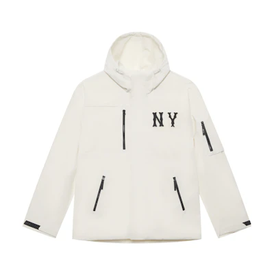 MLB New York Yankees 24FW Cream Unisex Hoodie Jacket - Water-Resistant Casual Wear. 3AWJB0644-50CRM