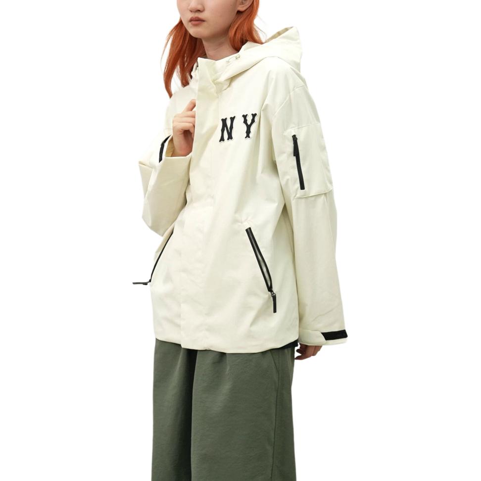 MLB New York Yankees 24FW Cream Unisex Hoodie Jacket - Water-Resistant Casual Wear. 3AWJB0644-50CRM 圖 4