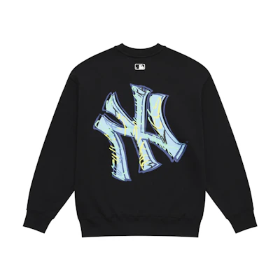 MLB New York Yankees 24FW Graffiti Logo Crewneck Sweatshirt Unisex - Black 3AMTB1344-50BKS