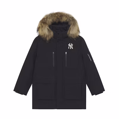MLB New York Yankees 24FW Unisex Black Fur Hooded Down Parka Coat 3ADJB1346-50BKS