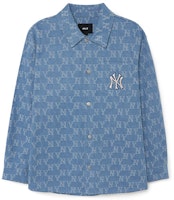 MLB New York Yankees All-Over Denim Jacquard Long Sleeve Shirt Blue Unisex 3ADRM0131-50INS MLB New York Yankees All-Over Denim Jacquard Long Sleeve Shirt Blue Unisex 3ADRM0131-50INS