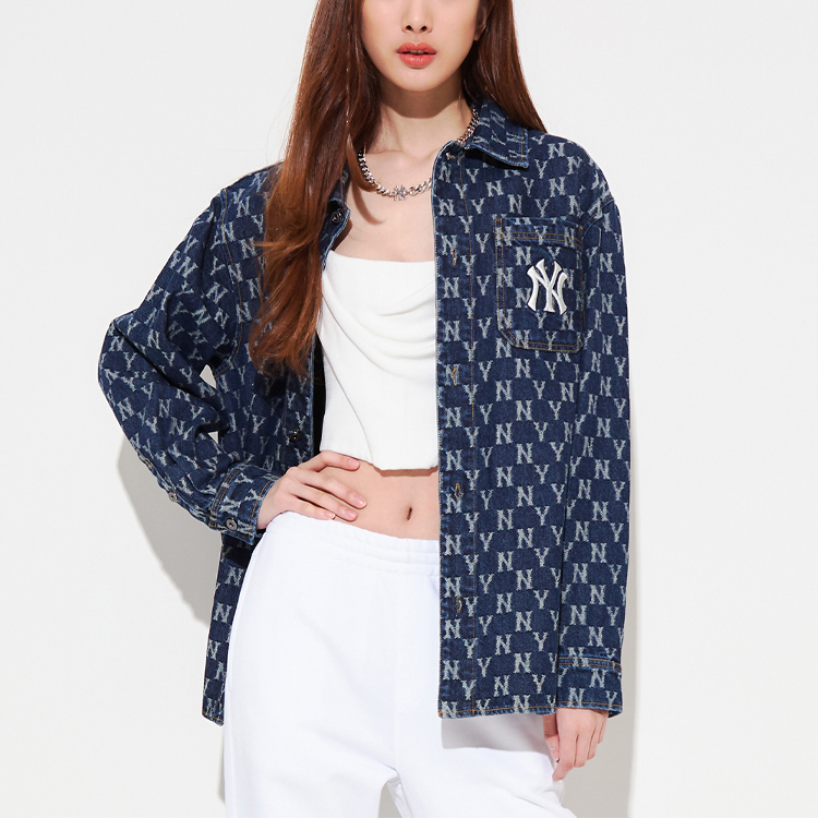 Shop Camiseta Vaquera MLB Yankees NY Unisex Manga Larga Casual Azul. 3ADRMN321-50BLS