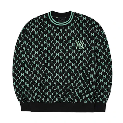 MLB New York Yankees All-Over Letter Crewneck Sweatshirt Black Unisex 3AMTM0926-50BKS