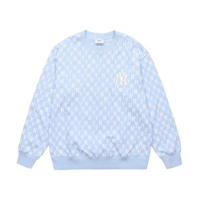 MLB New York Yankees All-Over Logo Crewneck Sweatshirt Unisex Light Blue 3AMTM0221-50BLL