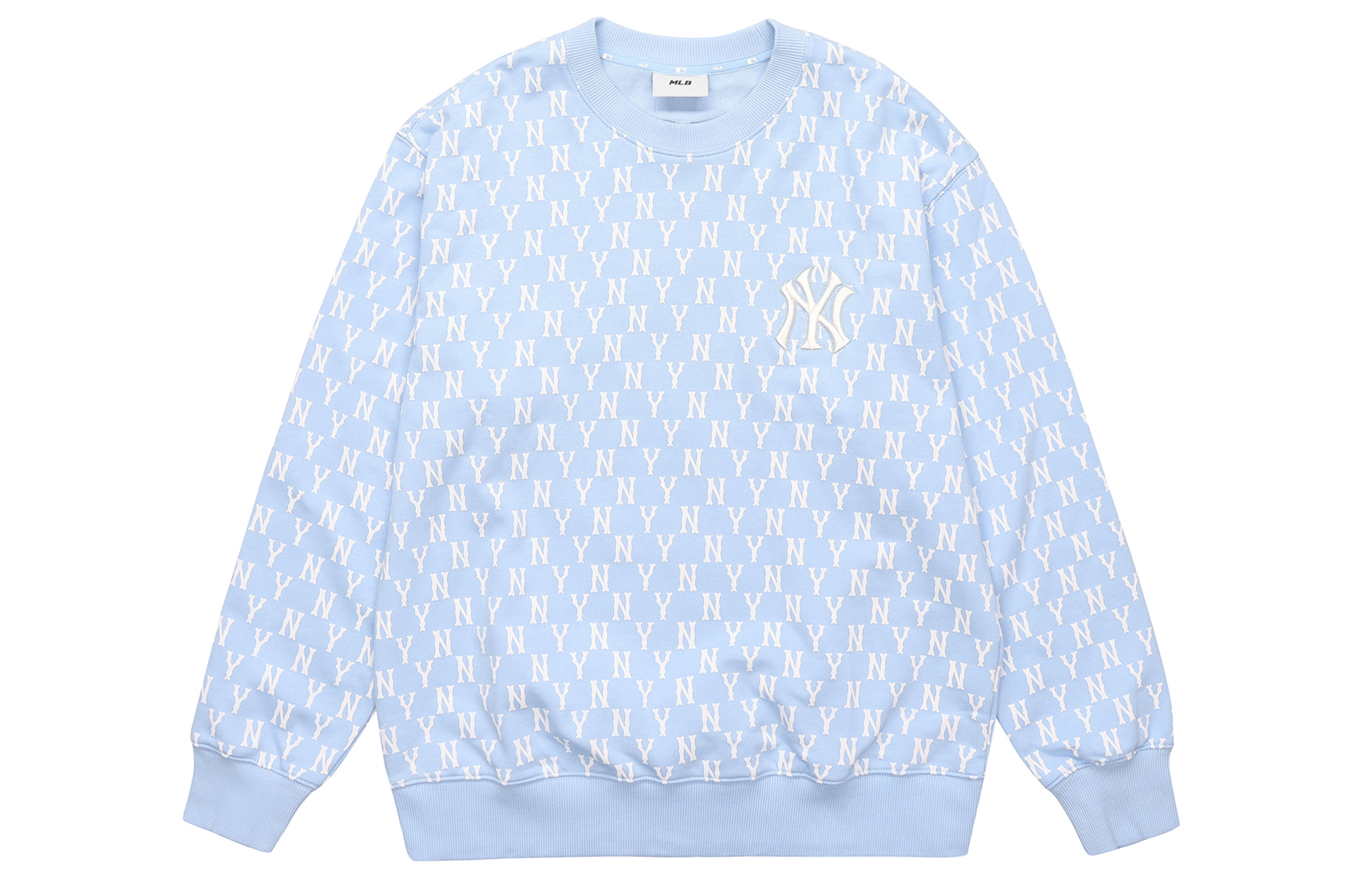 MLB New York Yankees All-Over Logo Crewneck Sweatshirt Unisex Light Blue 3AMTM0221-50BLL 圖 2