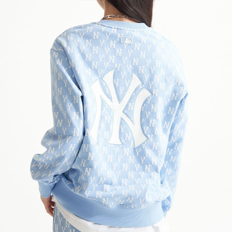 MLB New York Yankees All-Over Logo Crewneck Sweatshirt Unisex Light Blue 3AMTM0221-50BLL 圖 5