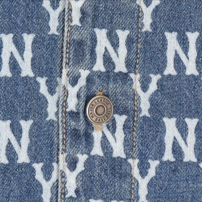 MLB 뉴욕 양키스 올오버 로고 데님 셔츠 다크 블루 유니섹스 긴팔 31WSN3111-50U Details for MLB 뉴욕 양키스 올오버 로고 데님 셔츠 다크 블루 유니섹스 긴팔 31WSN3111-50U