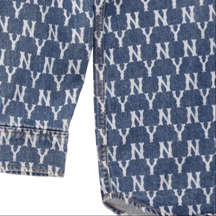 Sizing MLB 뉴욕 양키스 올오버 로고 데님 셔츠 다크 블루 유니섹스 긴팔 31WSN3111-50U