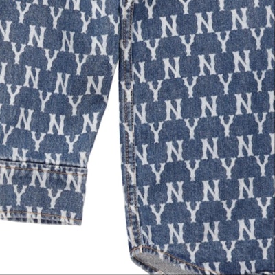 MLB 뉴욕 양키스 올오버 로고 데님 셔츠 다크 블루 유니섹스 긴팔 31WSN3111-50U Sizing MLB 뉴욕 양키스 올오버 로고 데님 셔츠 다크 블루 유니섹스 긴팔 31WSN3111-50U