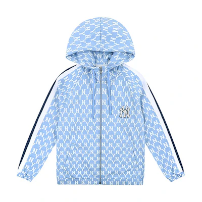 MLB New York Yankees All-Over Logo Hoodie Jacket Unisex - Sky Blue 31TRM1111-50S