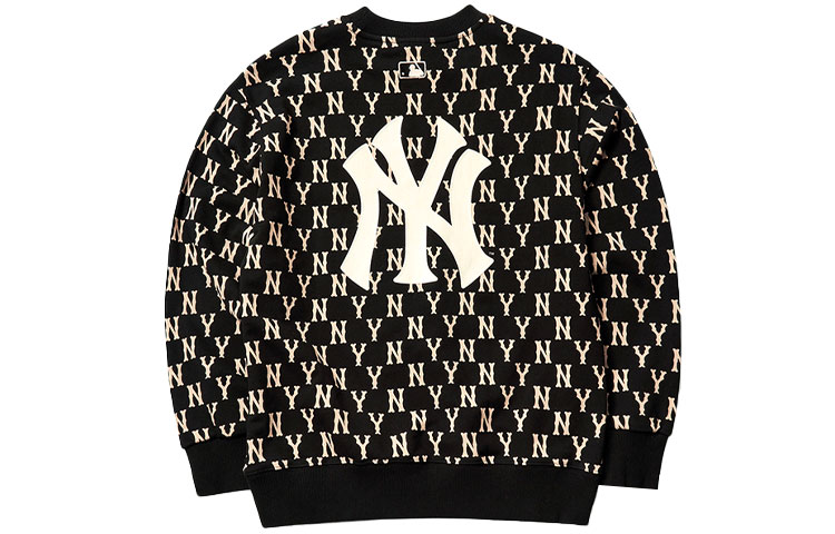 MLB New York Yankees All-Over Logo Pullover Sweatshirt Unisex Black 3AMTM0614-50BKS