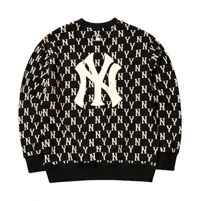 MLB New York Yankees All-Over Logo Pullover Sweatshirt Unisex Black 3AMTM0614-50BKS