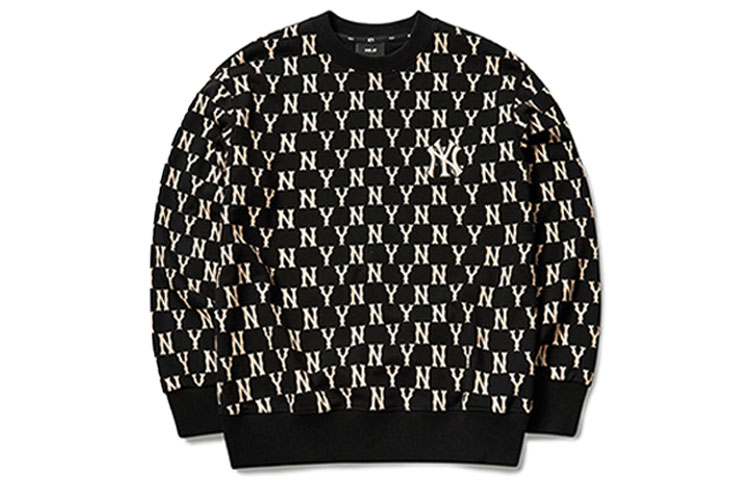 Lookbook MLB 紐約洋基隊全版標誌黑色男女款連帽衫 3AMTM0614-50BKS