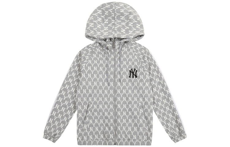 MLB New York Yankees All-Over Logo Zip Hoodie Jacket Unisex - Gray 31TRM1111-50M