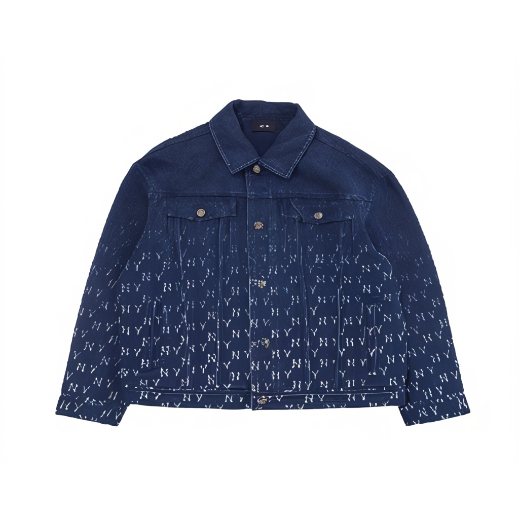 MLB New York Yankees All-Over Print Denim Jacket Unisex Blue Long Sleeve. 3ADKM0644-50INS 圖 2