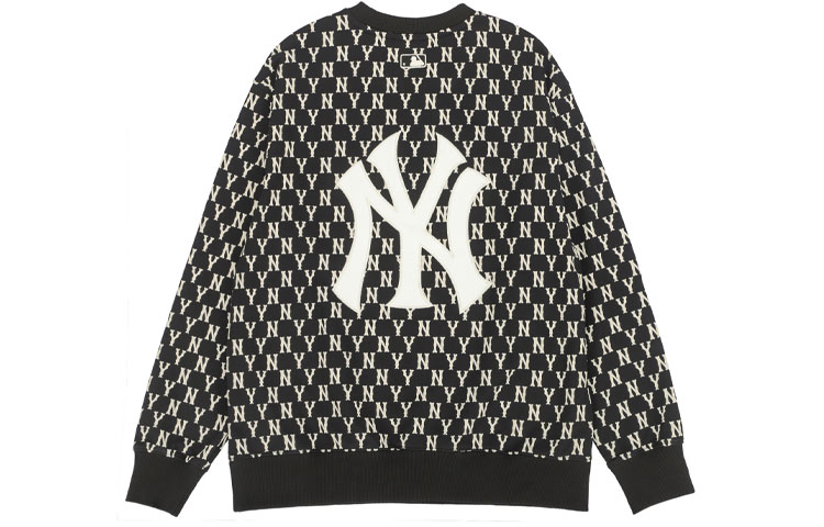 MLB New York Yankees All Over Logo Black Crewneck Sweatshirt Unisex 3AMTM0221-50BKS