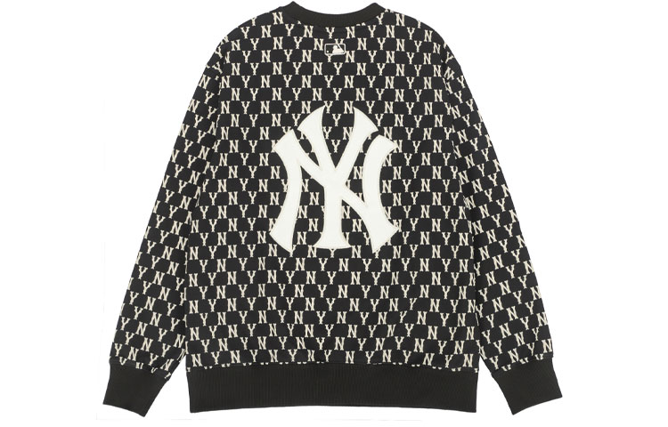 Lookbook MLB 紐約洋基滿版標誌黑色圓領衛衣 男女通用 3AMTM0221-50BKS