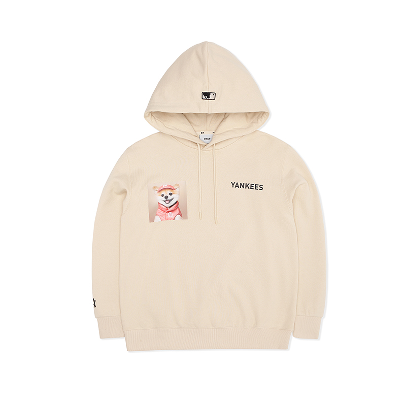 MLB New York Yankees Athletic Hoodie Unisex Beige Casual Pullover 3AHDN0226-50BGM 圖 2