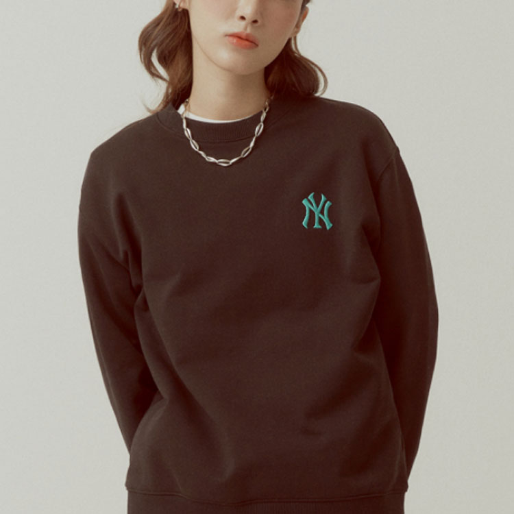 MLB New York Yankees Back Logo Embroidered Crewneck Sweatshirt Unisex Black 31MT10111-50L 圖 4