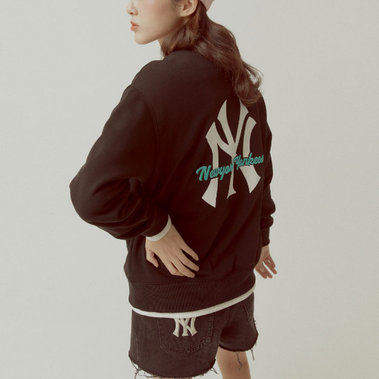 MLB New York Yankees Back Logo Embroidered Crewneck Sweatshirt Unisex Black 31MT10111-50L 圖 5