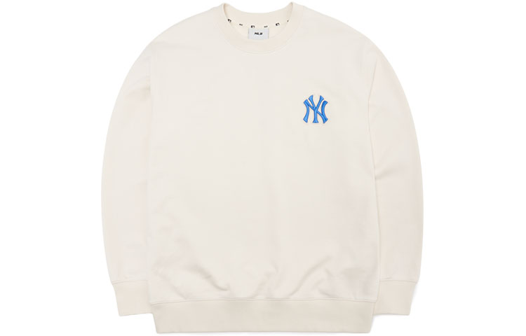 Lookbook MLB 뉴욕 양키스 백 프린트 크루넥 풀오버 스웻셔츠 화이트 유니섹스 3AMTI0121-50CRS