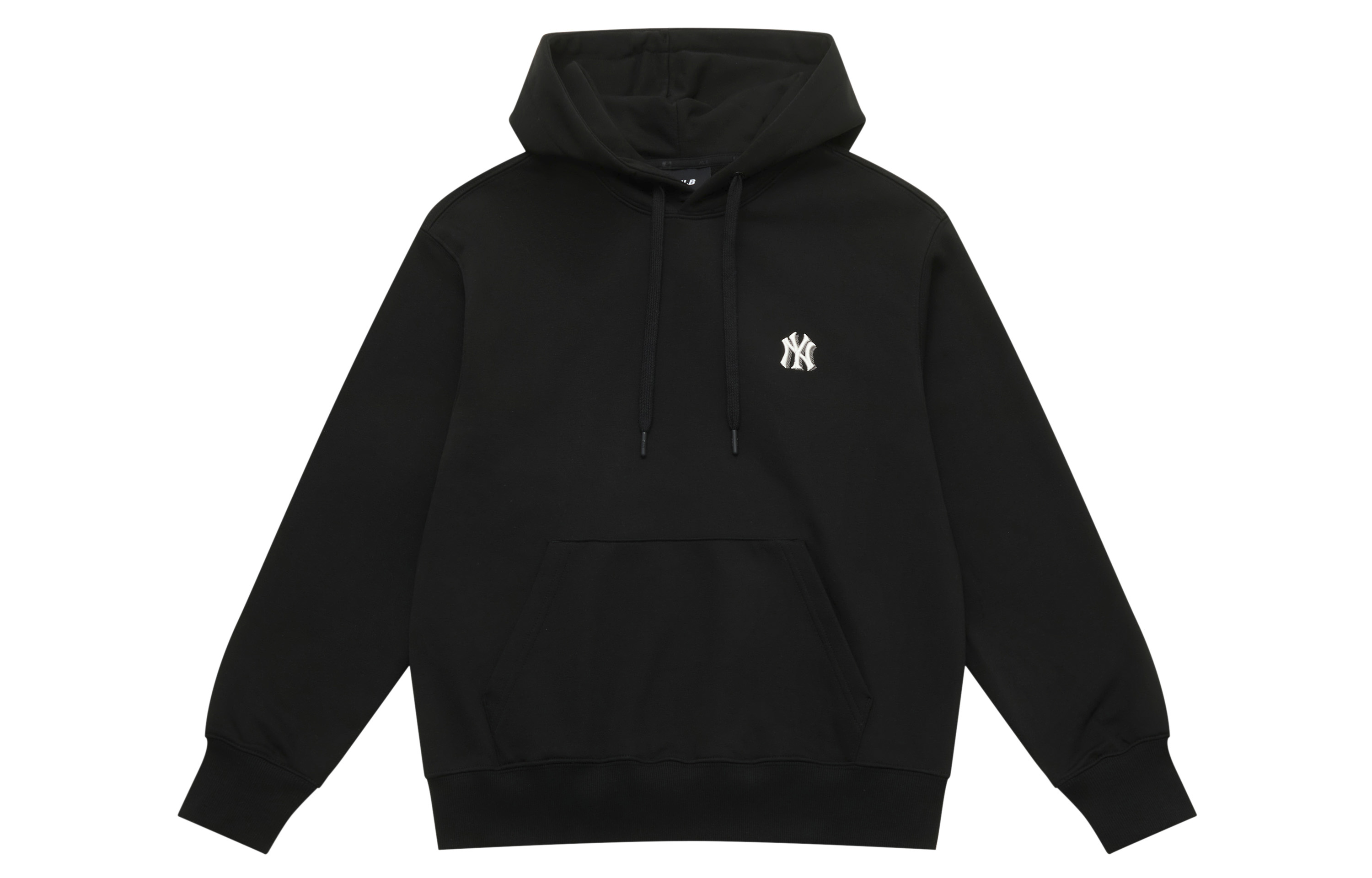 MLB New York Yankees Basic Black Unisex Pullover Hoodie with Logo and Drawstring Hem 3AHDB0154-50BKS