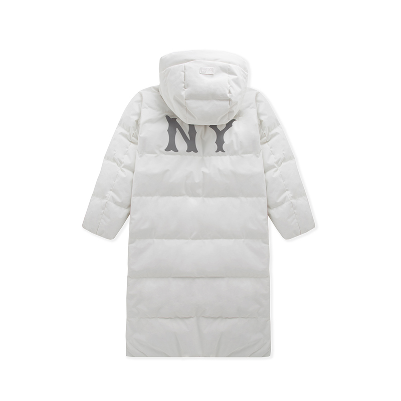 MLB New York Yankees Basic FW24 Long Puffer Jacket Cream Unisex Warm Thick Down 3ADJB2246-50CRS