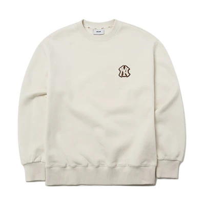 MLB New York Yankees Basic Logo Ivory Thickened Crewneck Sweatshirt Unisex Winter 3AMTB0716-50CRS