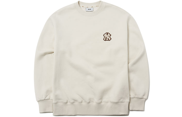 MLB New York Yankees Basic Logo Ivory Thickened Crewneck Sweatshirt Unisex Winter 3AMTB0716-50CRS 圖 2
