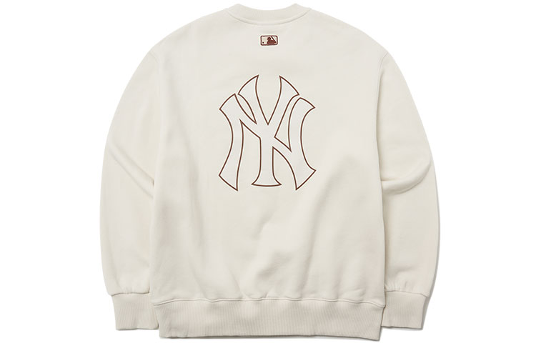 MLB New York Yankees Basic Logo Ivory Thickened Crewneck Sweatshirt Unisex Winter 3AMTB0716-50CRS 圖 3