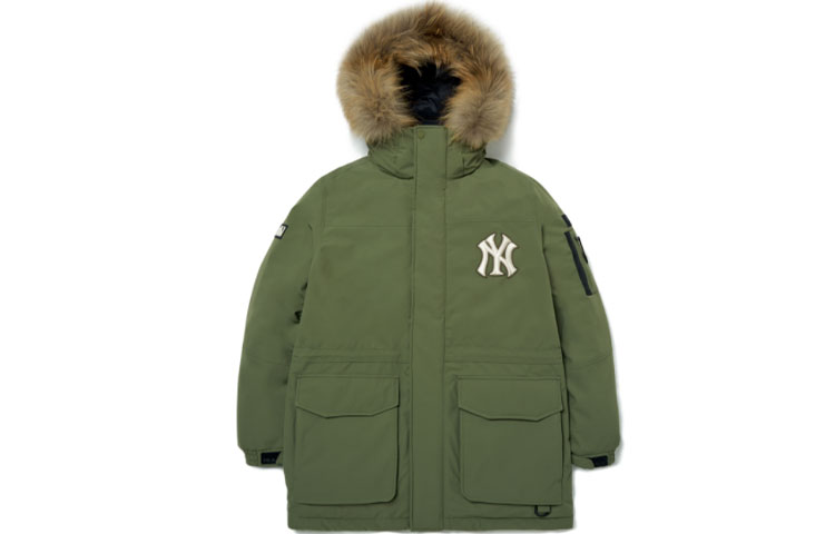 MLB New York Yankees Basic Logo Winter Hooded Down Jacket Unisex Green 3ADJJ0216-50KAS