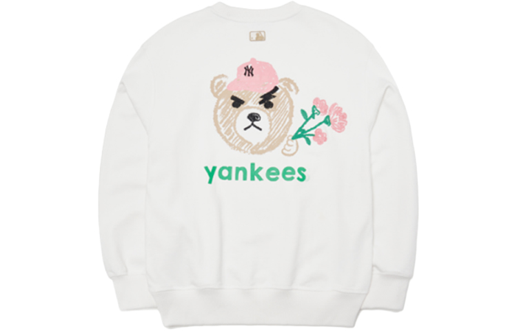 MLB New York Yankees Bear Print Crewneck Sweatshirt Unisex White 3AMT00121-50WHS 圖 2