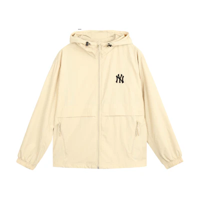 MLB New York Yankees Beige Windbreaker Zip Jacket Unisex Sportswear 3AWJ01014-50BGS