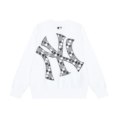 MLB New York Yankees Big Logo Print Crewneck Long Sleeve Sweatshirt White Unisex 3AMTO0226-50WHS