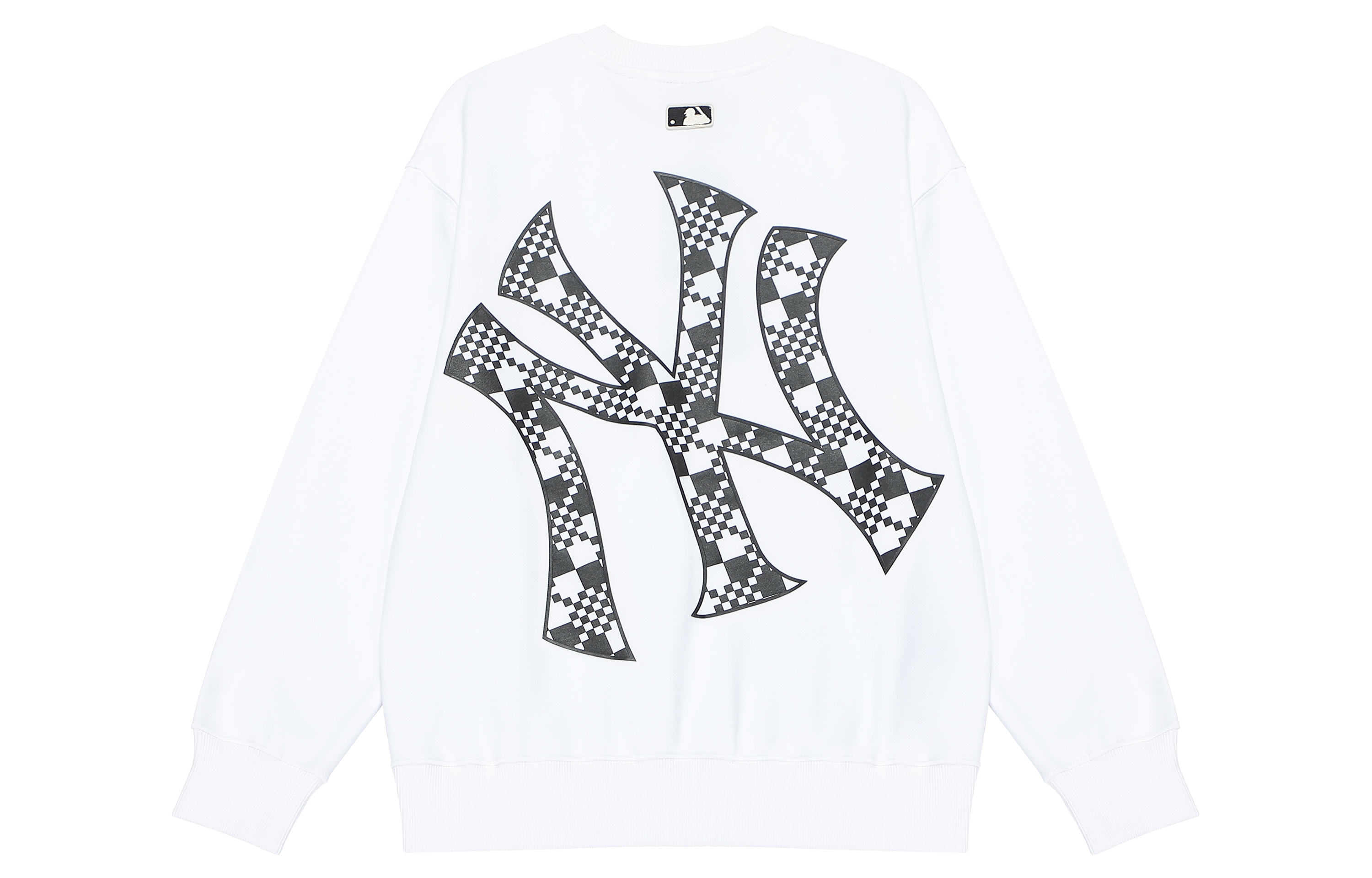 MLB New York Yankees Big Logo Print Crewneck Long Sleeve Sweatshirt White Unisex 3AMTO0226-50WHS 圖 2