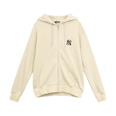 MLB New York Yankees Big Logo Zip-Up Hoodie Unisex Off-White Jacket. 3ATRB0214-50BGL