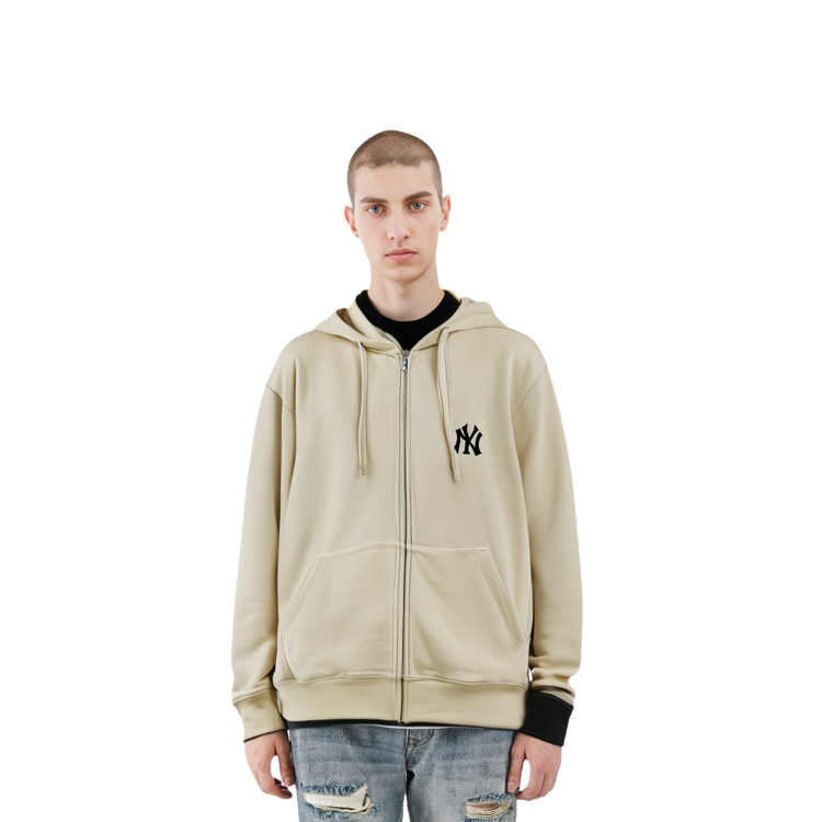 MLB New York Yankees Big Logo Zip-Up Hoodie Unisex Off-White Jacket. 3ATRB0214-50BGL 圖 6