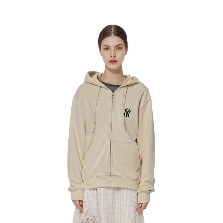 MLB New York Yankees Big Logo Zip-Up Hoodie Unisex Off-White Jacket. 3ATRB0214-50BGL 圖 9