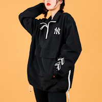 Cheap MLB New York Yankees Black Half-Zip Baseball Jacket Unisex 31JPU6131-50L