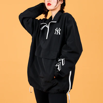 MLB New York Yankees Black Half-Zip Baseball Jacket Unisex 31JPU6131-50L Cheap MLB New York Yankees Black Half-Zip Baseball Jacket Unisex 31JPU6131-50L