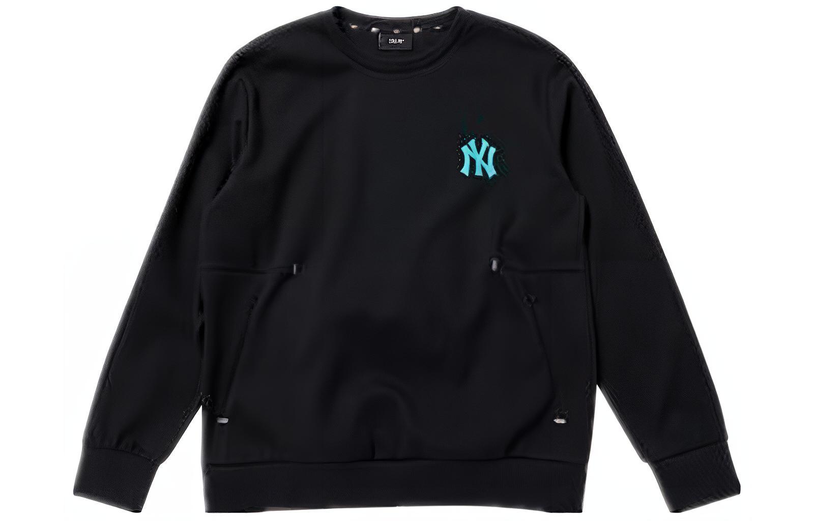 MLB New York Yankees Black Logo Embroidered Crewneck Sweatshirt 3LMTA0621-50BKS