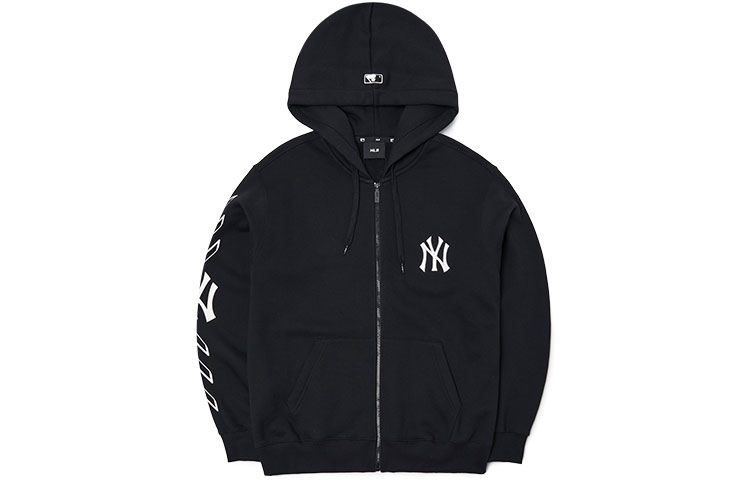 MLB New York Yankees Black Logo Embroidered Zipper Hoodie Unisex 3ATRS0216-50BKS