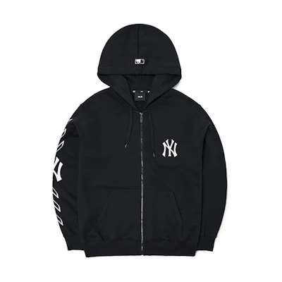 MLB New York Yankees Black Logo Embroidered Zipper Hoodie Unisex 3ATRS0216-50BKS